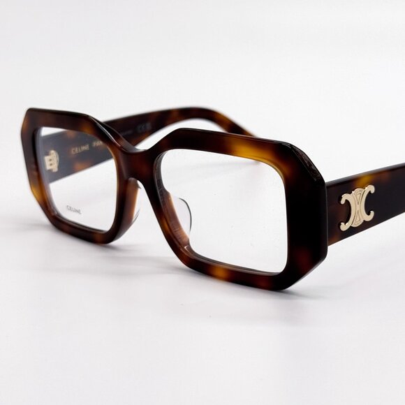NEW CL50155I 053, CELINE GEOMETRIC HAVANA BROWN EYEGLASSES CELINE - Picture 1 of 9